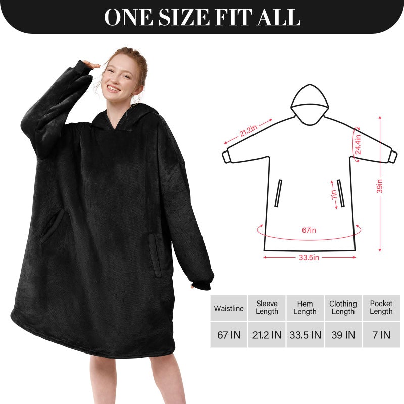 LetsFunny Blanket Hoodie,Oversized Wearable Sherpa Fleece Blanket Sweatshirt,Super Soft Warm Cozy with Giant Pocket,Gifts for Women Men Adults Teenagers Kids, One Size Fits All - Image 3